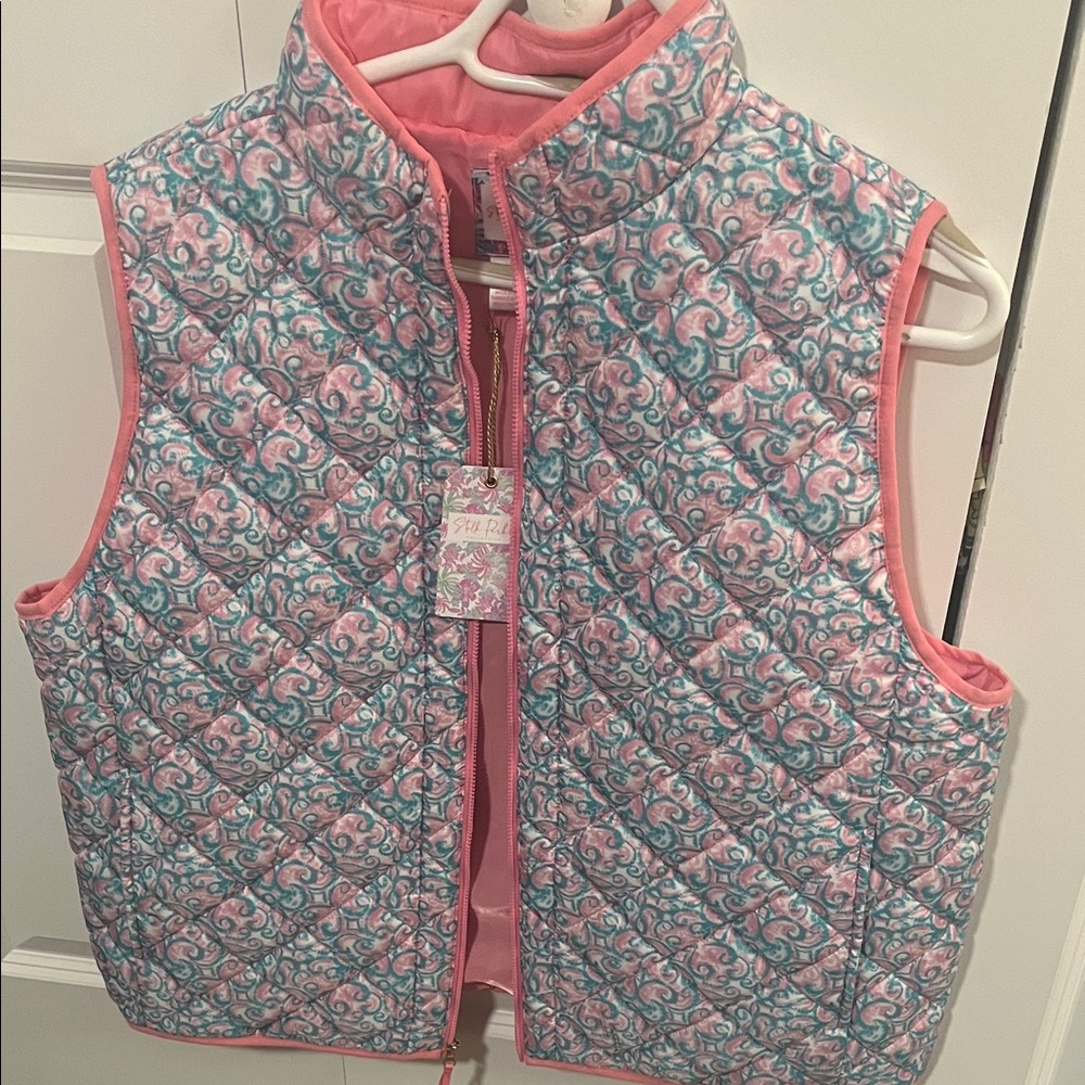 Floral Quilted Vest - Pink and Blue
